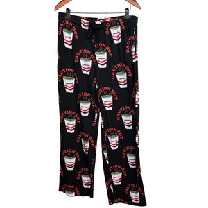 Maruchan Ramen Cup of Noodles Pajama Pants Mens Medium Black Caution Hot Lounge